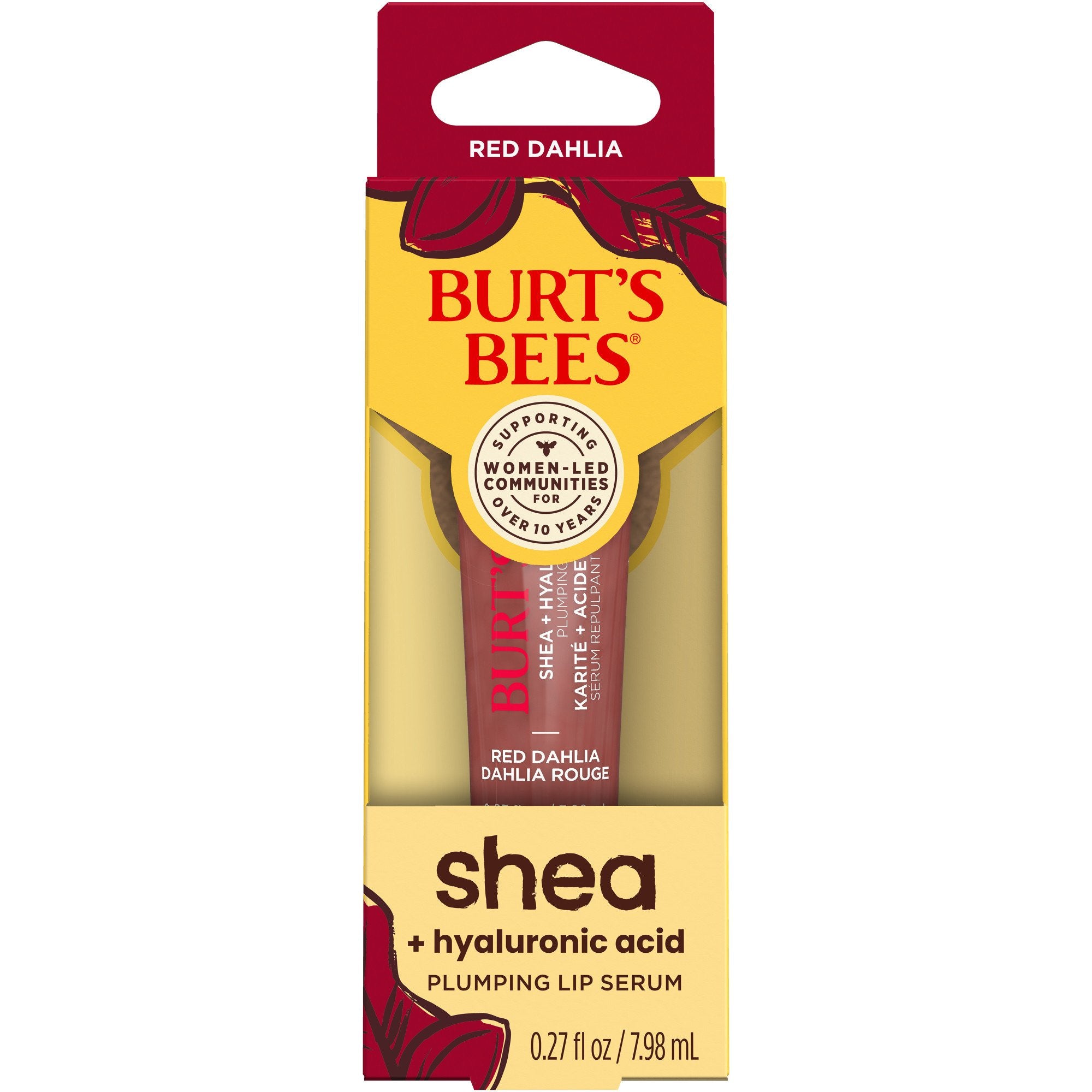 Burt’s Bees Shea + Hyaluronic Acid Plumping Lip Serum – Red Dahlia (0.27 oz)