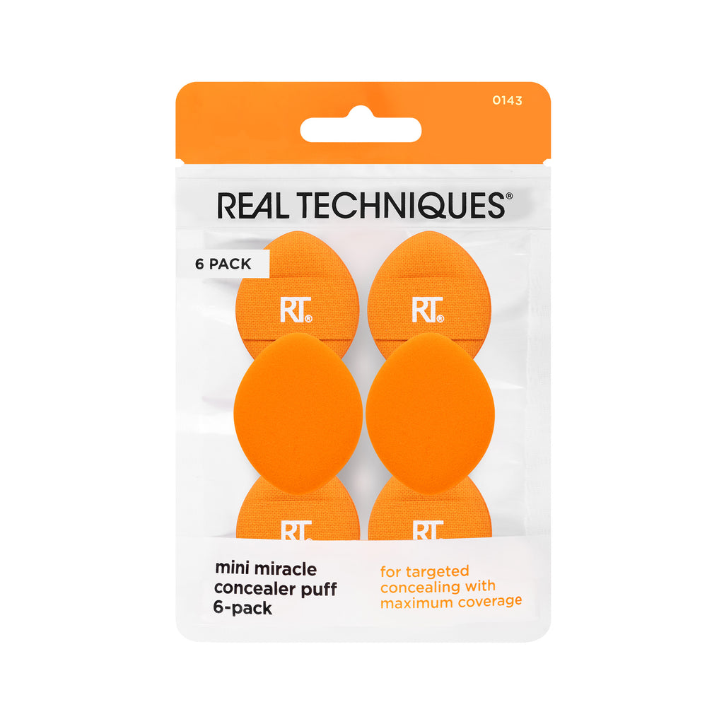 Real Techniques Mini Miracle Concealer Puff 6 Pack Orange & Pink