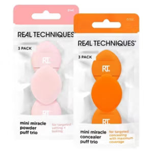 Real Techniques Mini Miracle Powder Puff Trio Orange & Pink