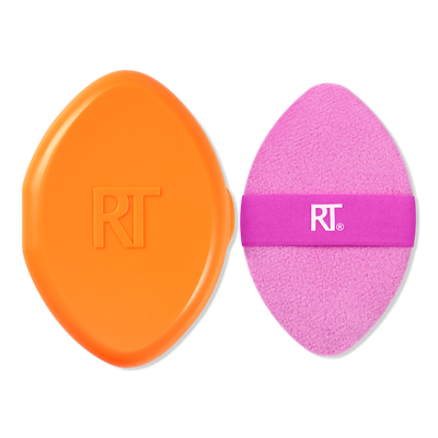 Real Techniques Miracle 2-in-1 Powder Puff + Travel Case Orange & Pink