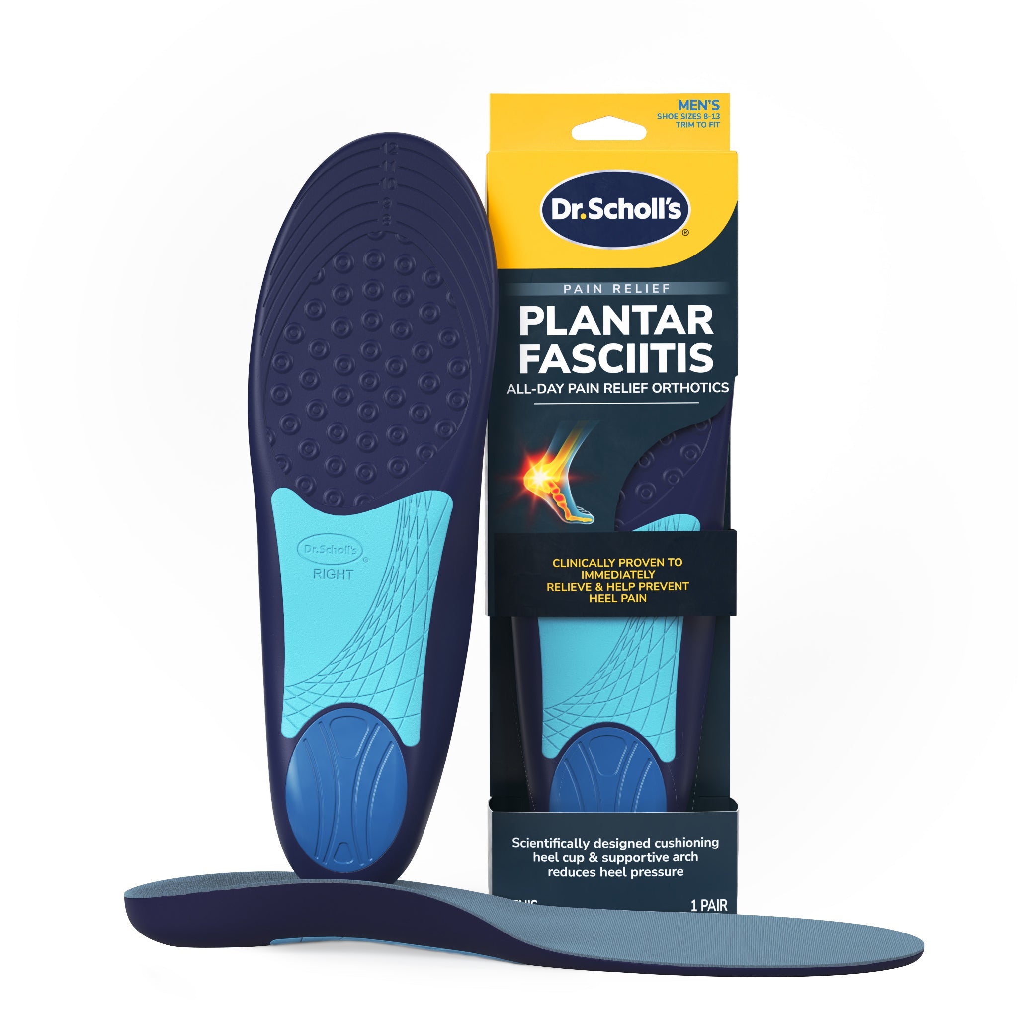Dr. Scholl’s All-Day Pain Relief Orthotics for Plantar Fasciitis – Men’s 8–13
