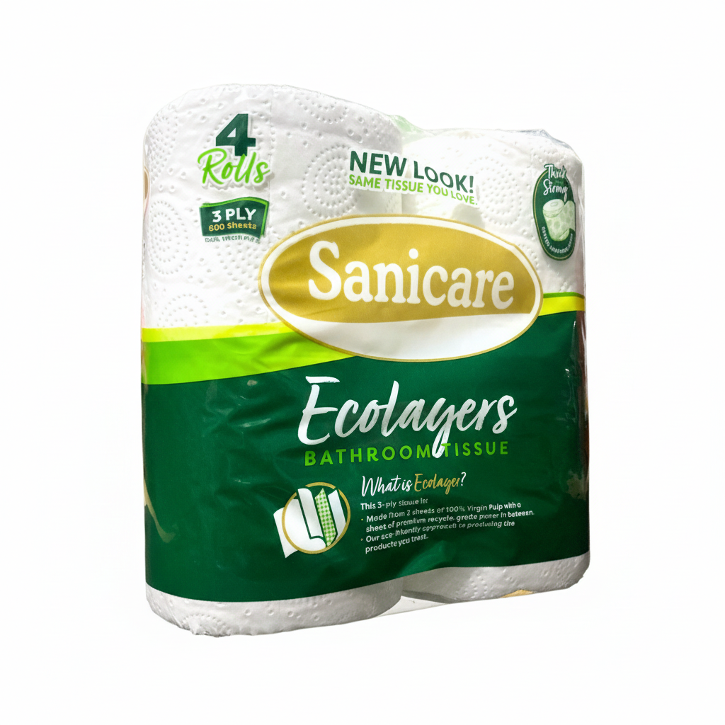 Sanicare BathRmTiss 4S 600Shts 3-Ply EcoLayer