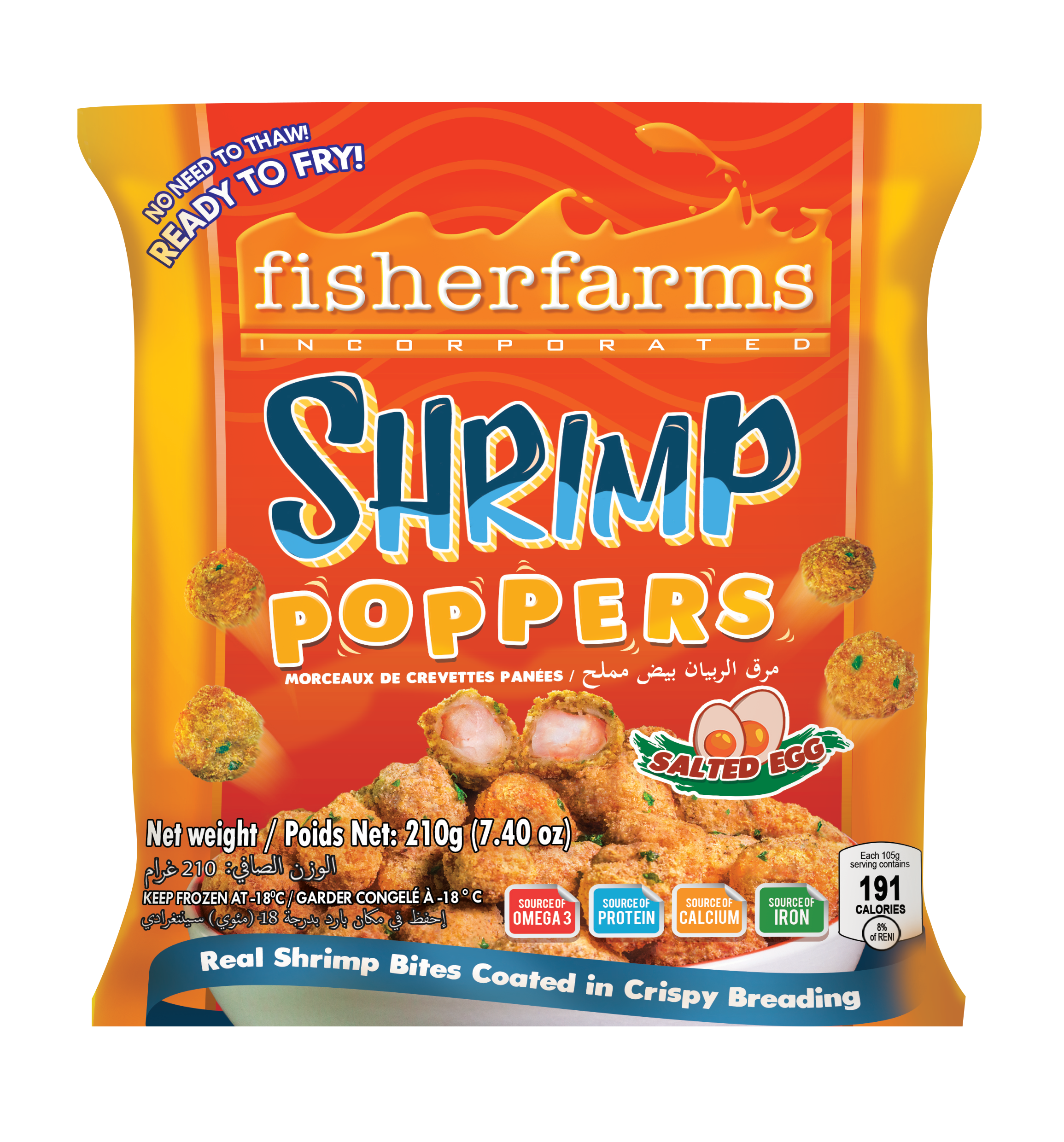 Fisherfarms Shrimp Poppers Salted Egg 210 g