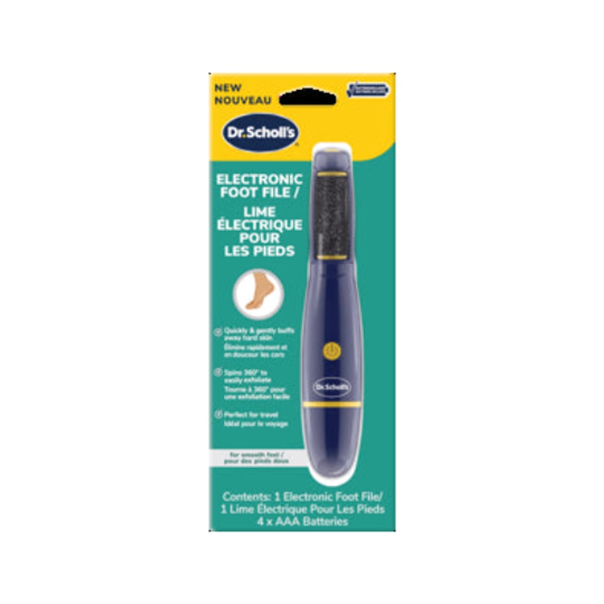 DR SCHOLLS CALLUS REMOVER ELECTRONIC FOOT FILE BLUE/YELLOW