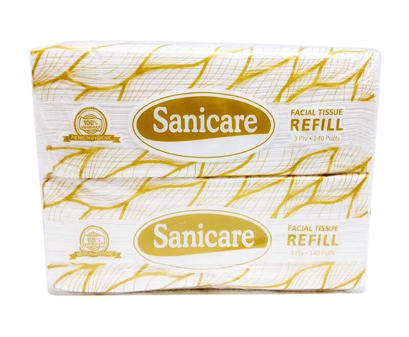 Sanicare Face Tissue Econo 140 P 3-Ply Refill x 2