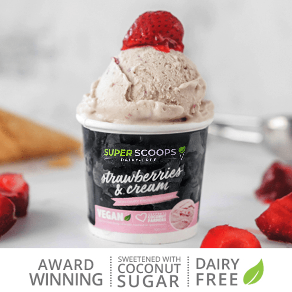 Super Scoops Strawberries & Cream Vegan Ice Cream — Pint