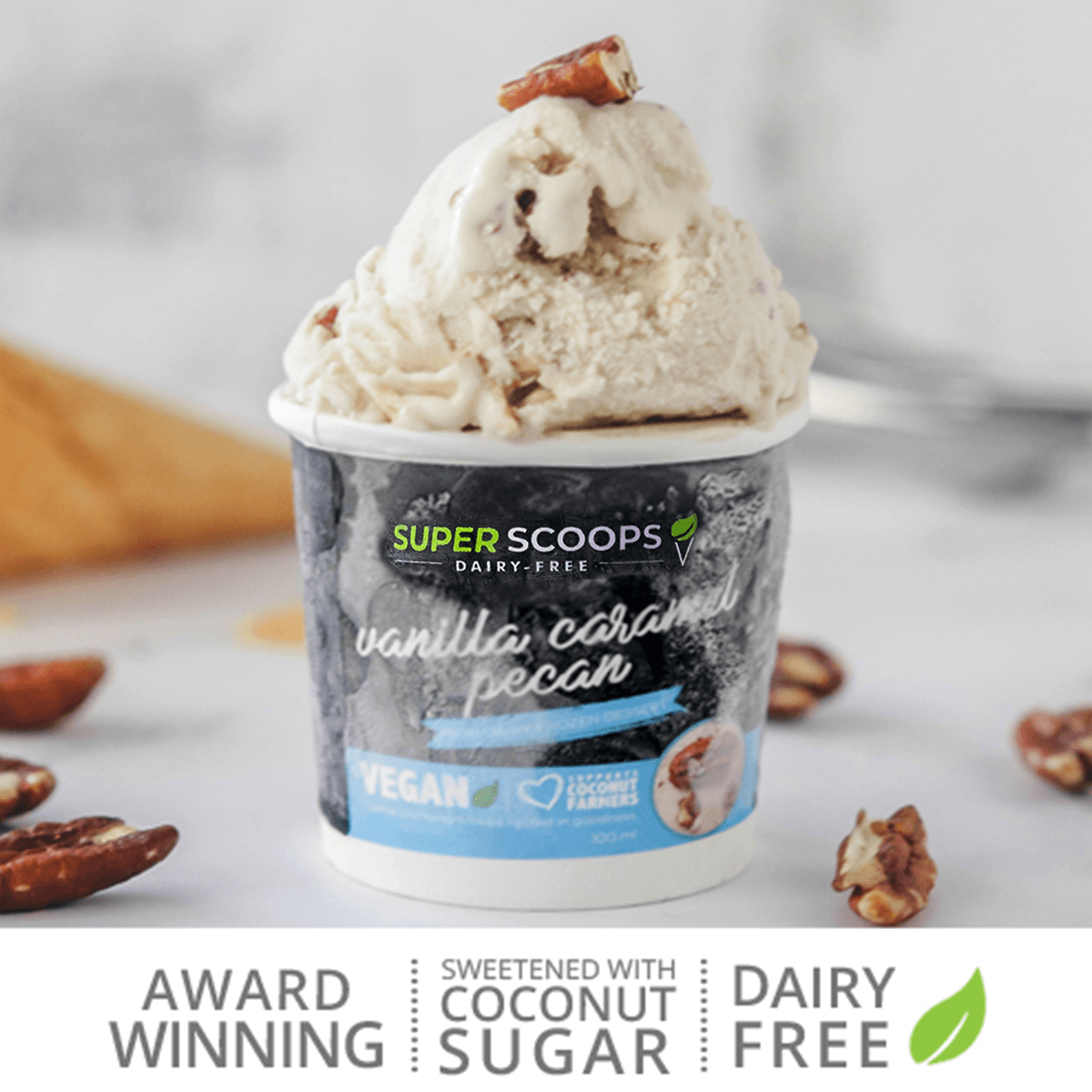 Super Scoops Vanilla Caramel Pecan Vegan Ice Cream — Pint